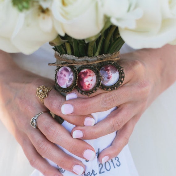 3 DIY Wedding Bouquet charm kit Photo Pendants charms for