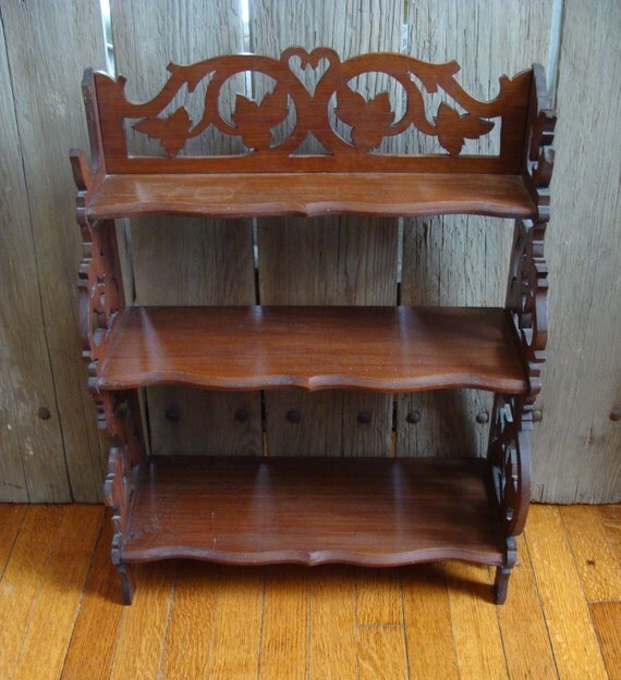 vintage wood decorative 3 tiered shelf