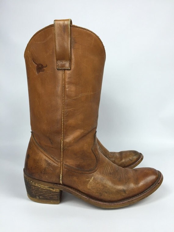 Size 8 Texas Steer Leather Cowboy Boots by VILLAGEcollection