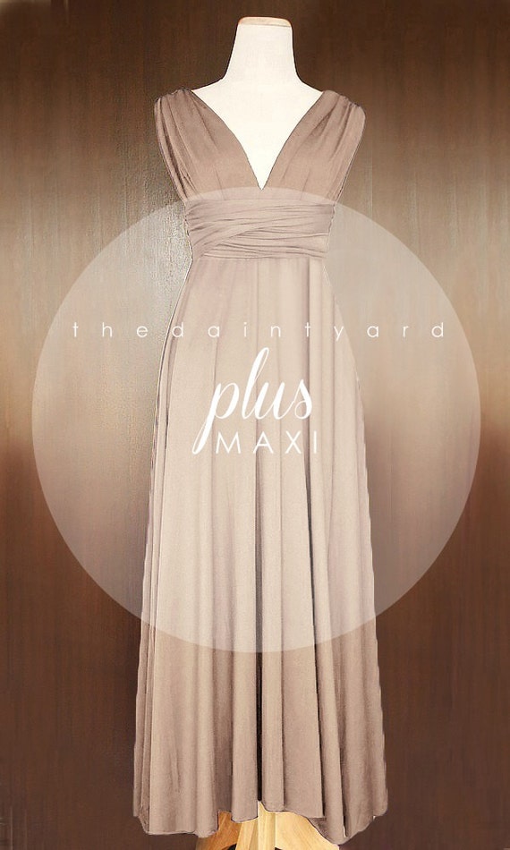 MAXI Plus  Size  Light Taupe  Bridesmaid  Dress  by thedaintyard