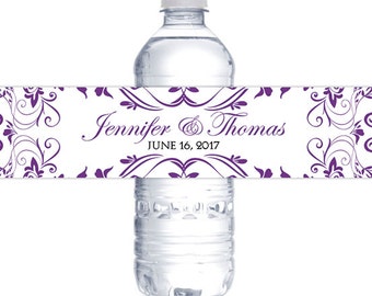Wedding Water Bottle Label Printable "Charlan" Wedding Favor Label - Vibrant Purple Formal Wedding Favor - YOU Print