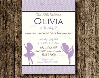 Lila Ballerina invitation - Ballerina baby shower - ballerina invite - ballerina birthday - lavender ballerina invitation