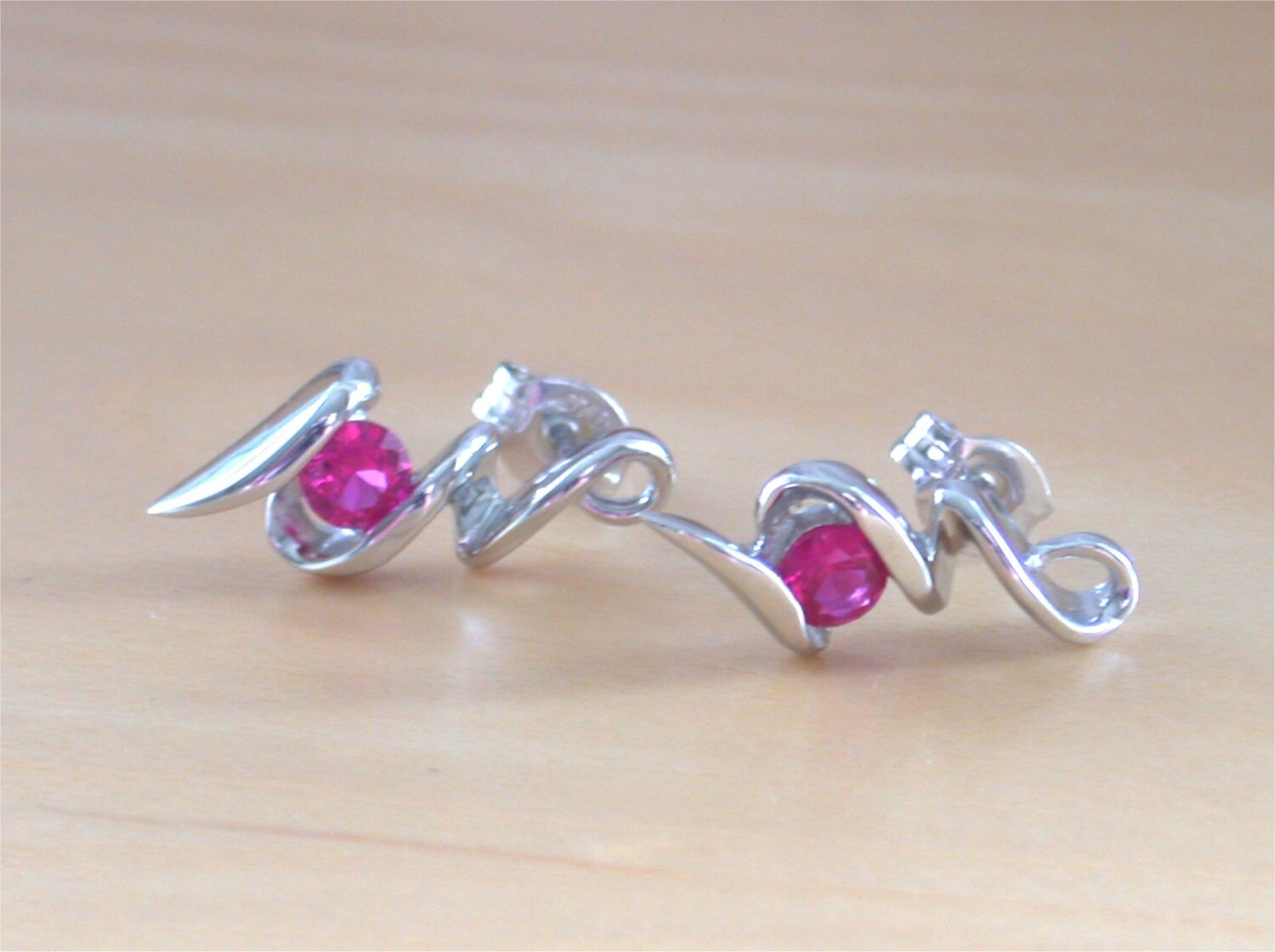 925 Ruby Lab CreatedEarrings/Ruby Jewelry/Silver Ruby