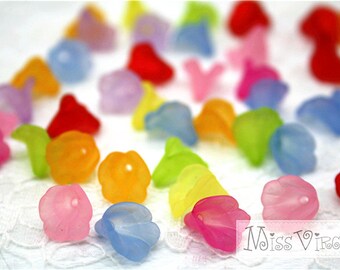 50pcs 13x10mm flower lucite beads morning glory jewellery making craft accessory diy materials handcraft plastic fake flower mix lot acrylic