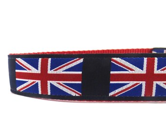 Union Jack Collar / British dog collar/ ribbon dog collar/ adjustable dog collar