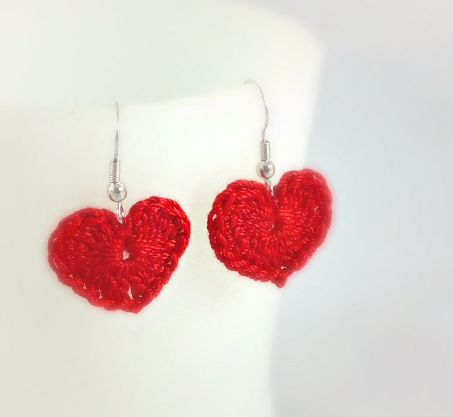 Valentines Day Earrings Dangle Earrings Red by PrairieLoops