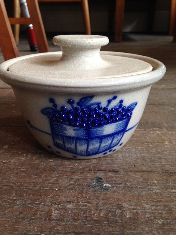 Vintage Salmon Falls Stoneware Pottery Blue Salt Glaze