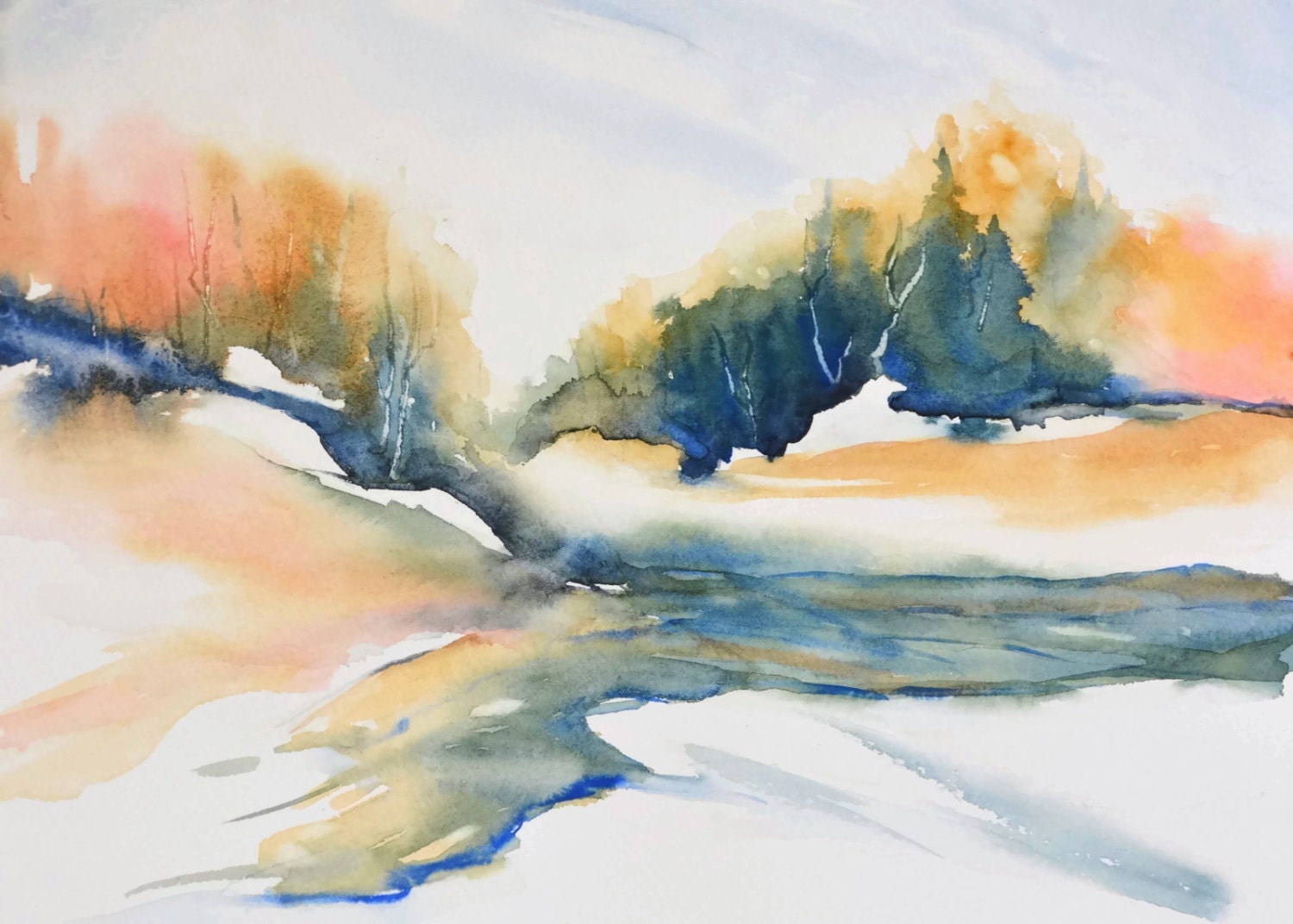 Wall Art Landscape  Watercolor  Painting by NancyKnightArt 