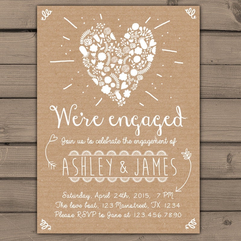 We Re Engaged Onepaperheart Stationary Invitations