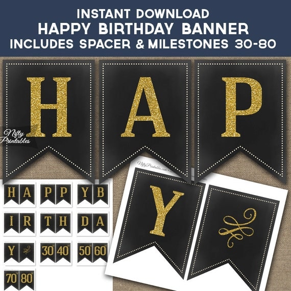 Chalkboard Birthday Banner Printable Happy Birthday Banner