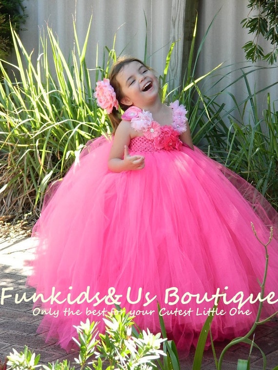 Hot Pink flowergirl tutu dress Extra Full Tutu Flower girl