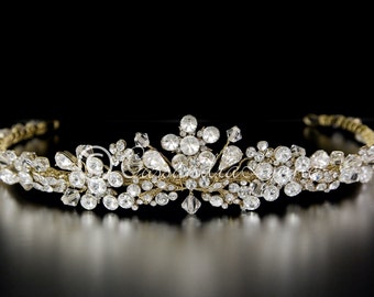 Wedding Bridal Tiara Gold Rhinestone and Crystal Headpiece