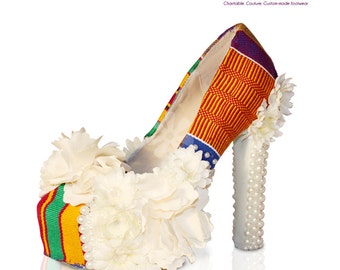 Women High Heel  Bridal Wedding Sh oes African Print  Kente Unique ...