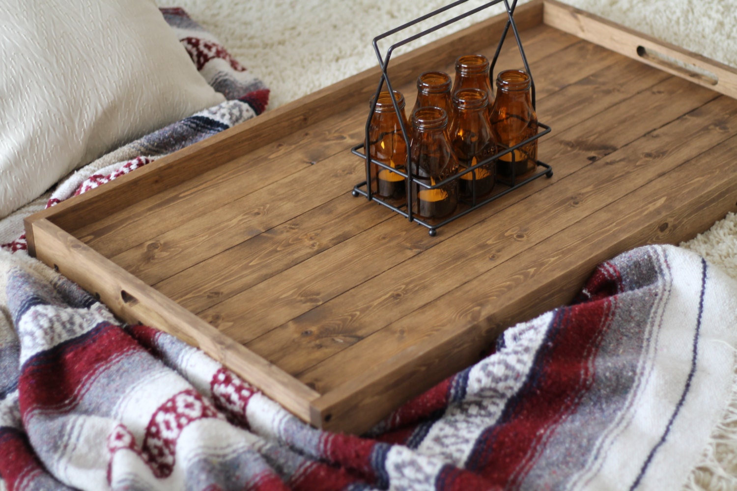 Rustic Wooden Ottoman Tray Ottoman Tray by DunnRusticDesigns