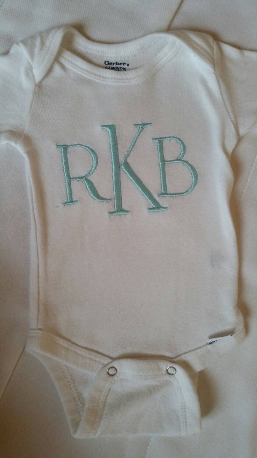 Classic custom monogram onesie. Baby boy or by ItsOhSewDarling