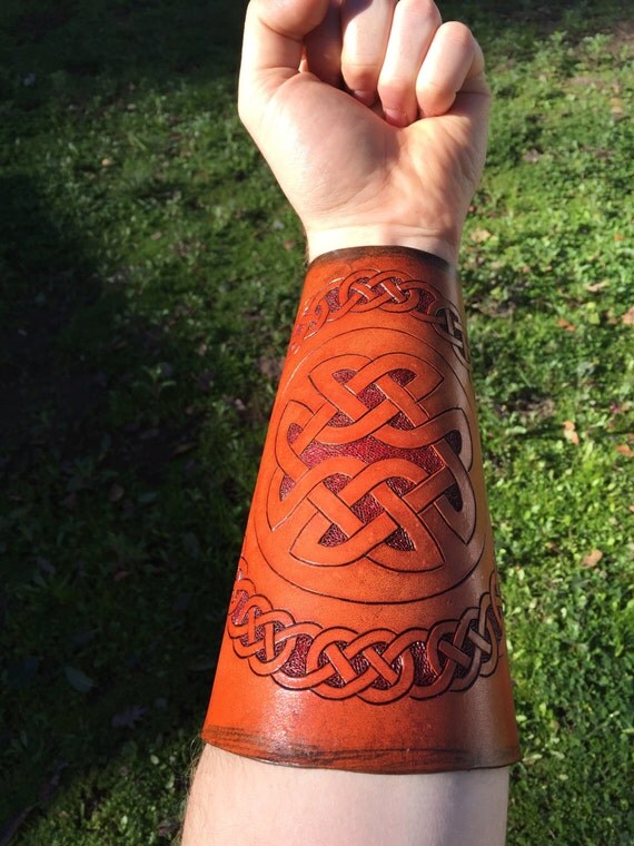 Celtic Archery Arm GuardBracers by LykosLeather on Etsy
