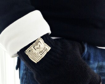 Knit Fingerless Gloves. Men's Hudson Wool Black Fingerless Gloves. Half finger gloves. Perfect for camping season.