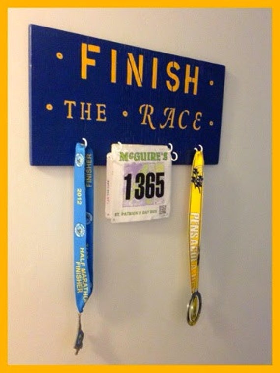 Wooden Race Bib & Medal Hanger by on Etsy