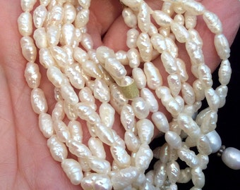 White Freshwater Pearl Bracelet. 8 Strand or Single Strand w/ Sterling Silver. free US ship