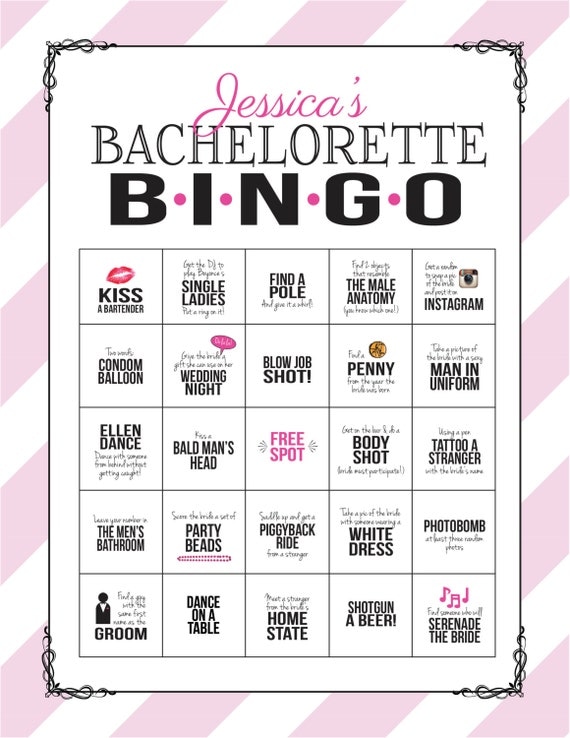 Bachelorette Party Game: Bingo Dare Sheet Digital File Print