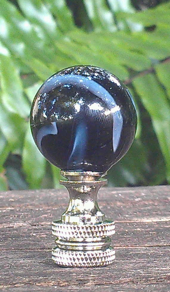 Black Lamp Finial Glass Zebra Shooter Marble by VeroLampshades