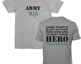 Army Wife Shirt. Front and Back. Gray.