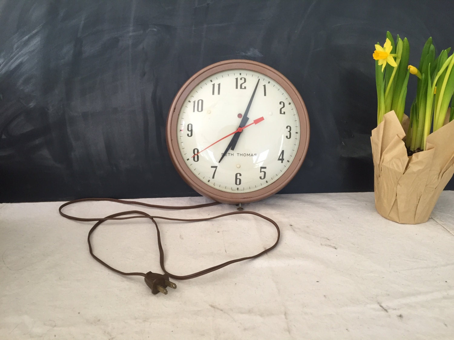 Wall Clock Seth Thomas Electric Metal School House