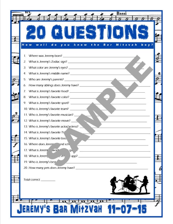 20 Questions Printable Game How Well Do You Know the