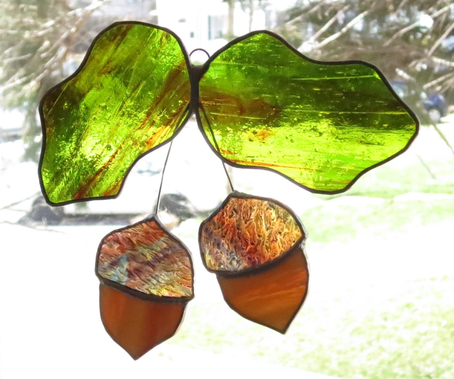 Stained Glass Acorn Sun Catcher