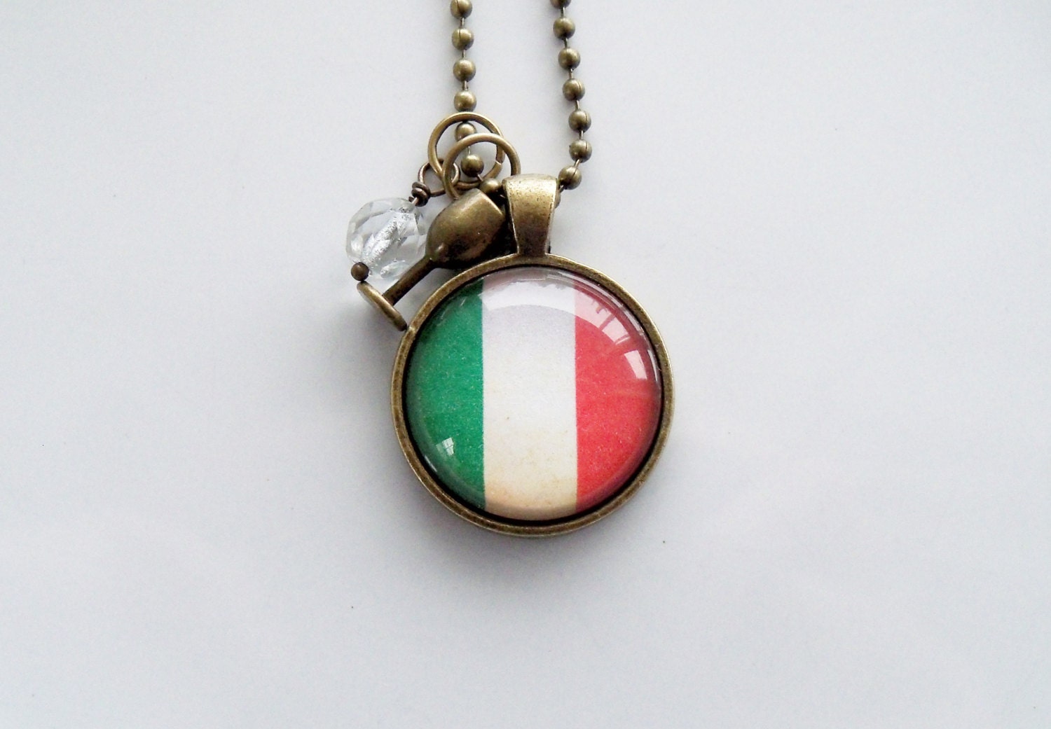 Flag of Italy Necklace Italian Flag You Choose Bead and