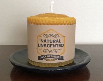 100% Pure & Natural Beeswax Pillar Candle | 3x3 Honeycomb