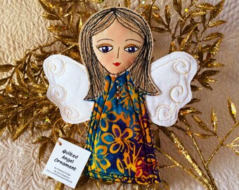 Angel Ornament, fabric ornament, Angel fiber art, Angel decoration, Fairy Angel wall - il_340x270.718597237_3qos