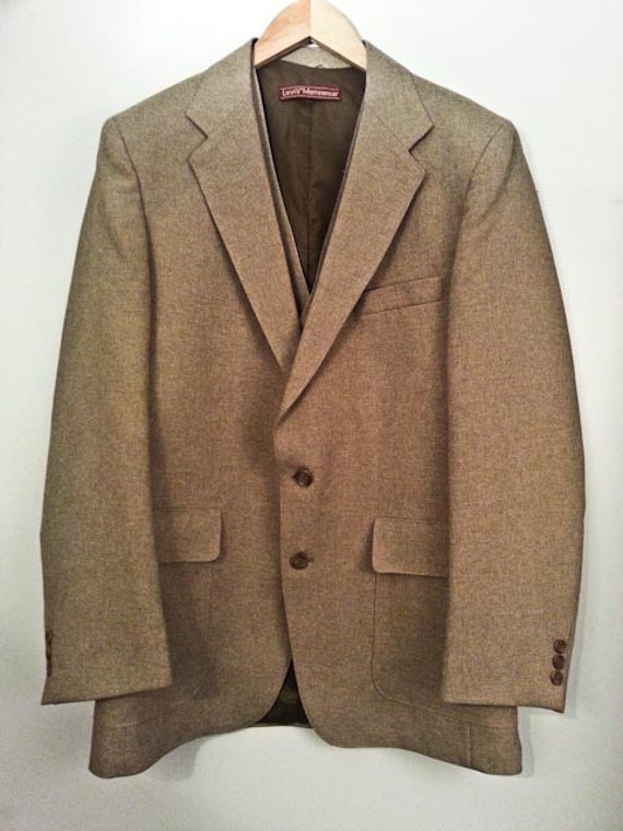 Items similar to 70s mens gray Levi's Action Suit 2 Piece blazer jacket ...