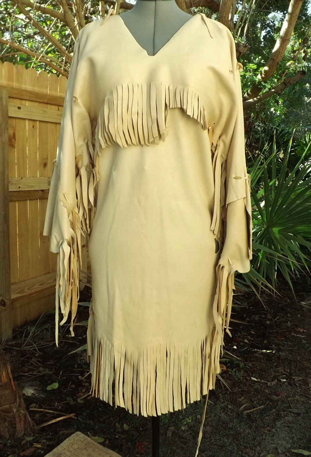 Buckskin Leather Dress Native American Style by SpottedEagleArt