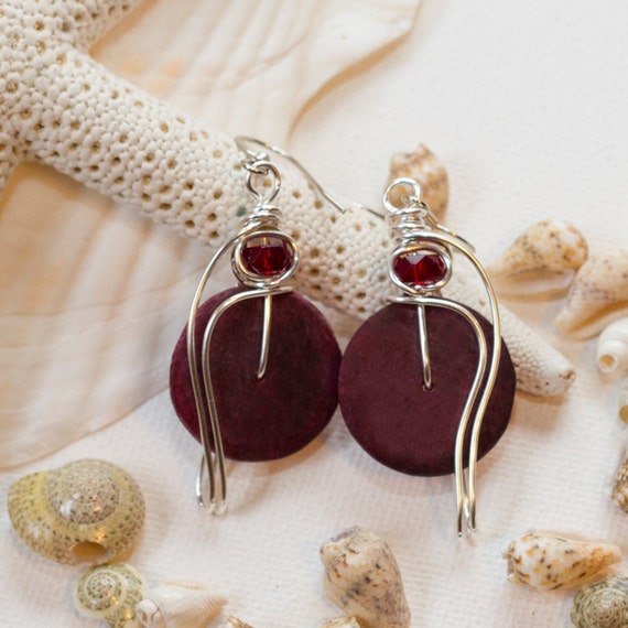 Burgundy Earrings Wine Red Earrings Burgundy Red Light