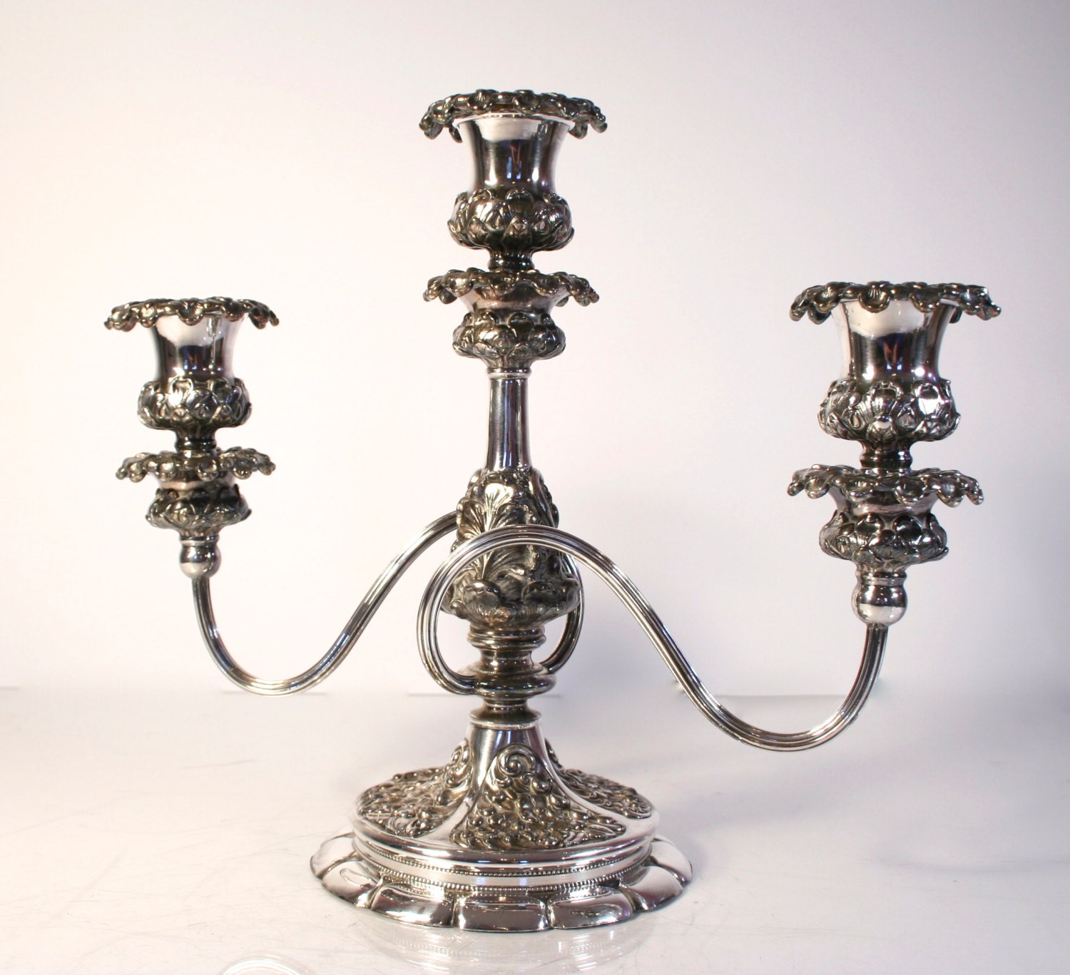 Victorian Era Candelabra Three Candle Holder Flower 4629