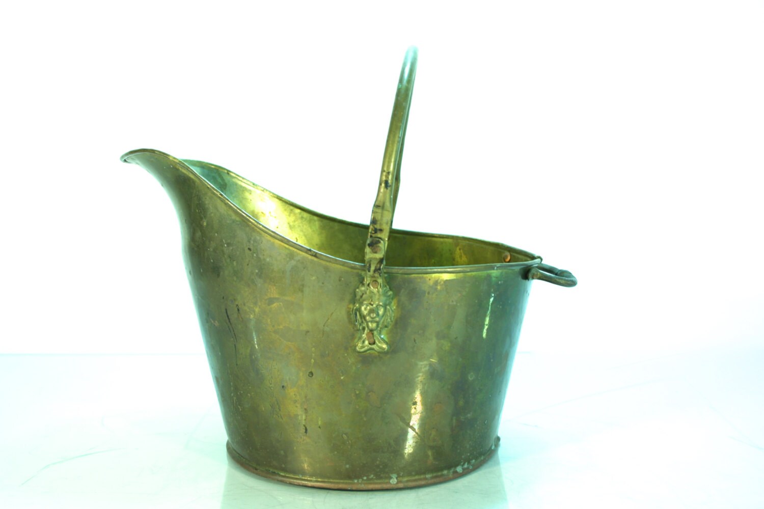 Vintage or Antique Brass Coal Bucket Brass Planter by Revendeur