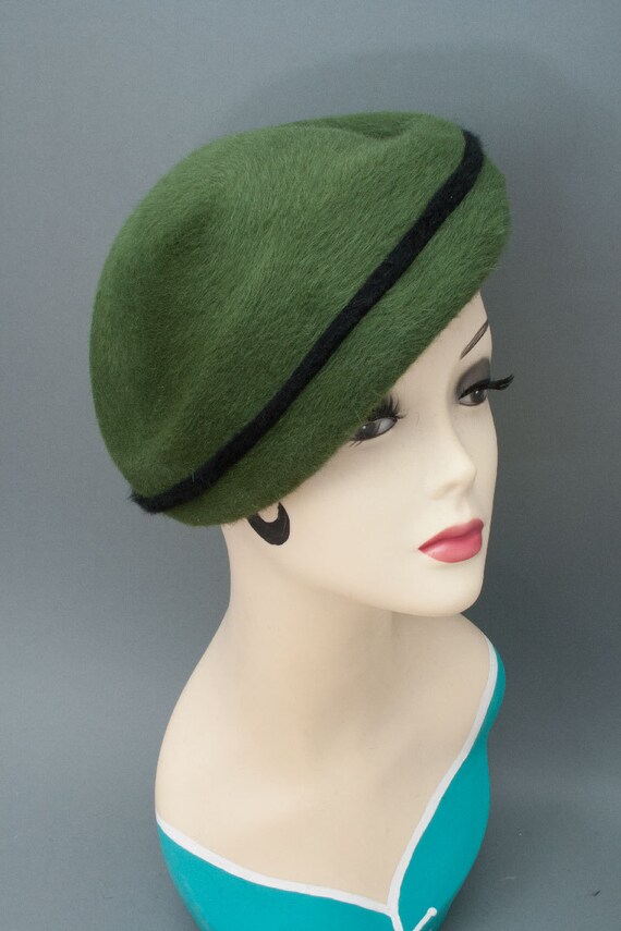 winter felt hat green by TateMillinery on Etsy
