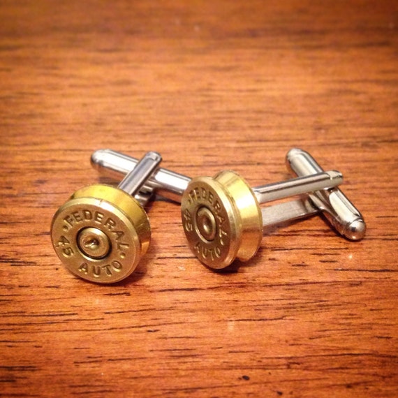 Federal Bullet Casing End Brass Cufflinks 45 by RestorationBrass