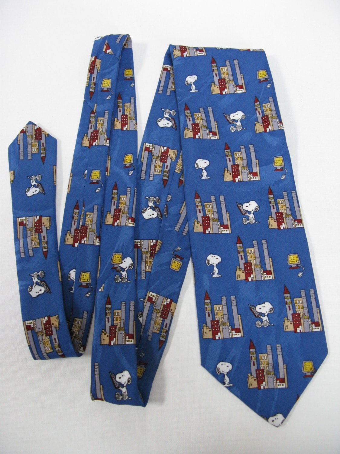 Peanuts Snoopy Vintage Blue Tie Charles Schulz Vintage Mens Necktie Cartoon Necktie