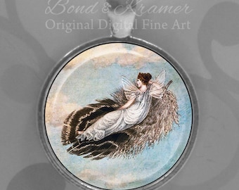 Fairy Floating on a Feather Pendant Amelia Jane Murray Fairies Whimsical Floating Fairy Enchanting Fairy Tale Gift