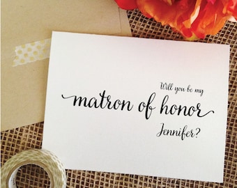 Personalized Will you be my matron of honor Card Will you be my Matron of honor gift Matron of honor proposal card (Lovely)