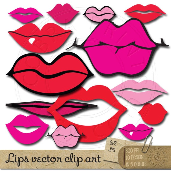 Download Lips Vector Clip Art svg eps dxf jpg png by ScrapCobra on Etsy