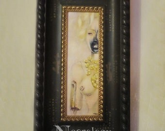 Horror Art Portrait, Macabre, Surreal Painting "Girl Next Door"