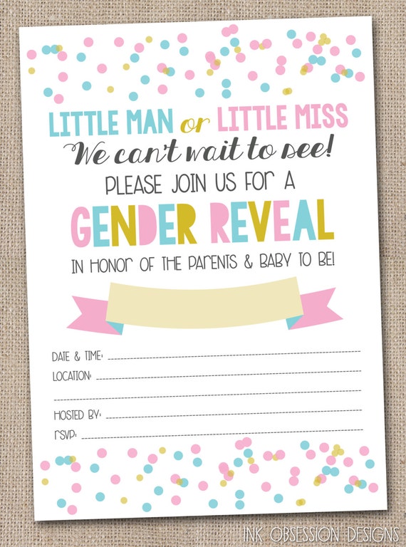 This is an image of Clean Gender Reveal Printable This is a graphic of Clean Gender Reveal Printable