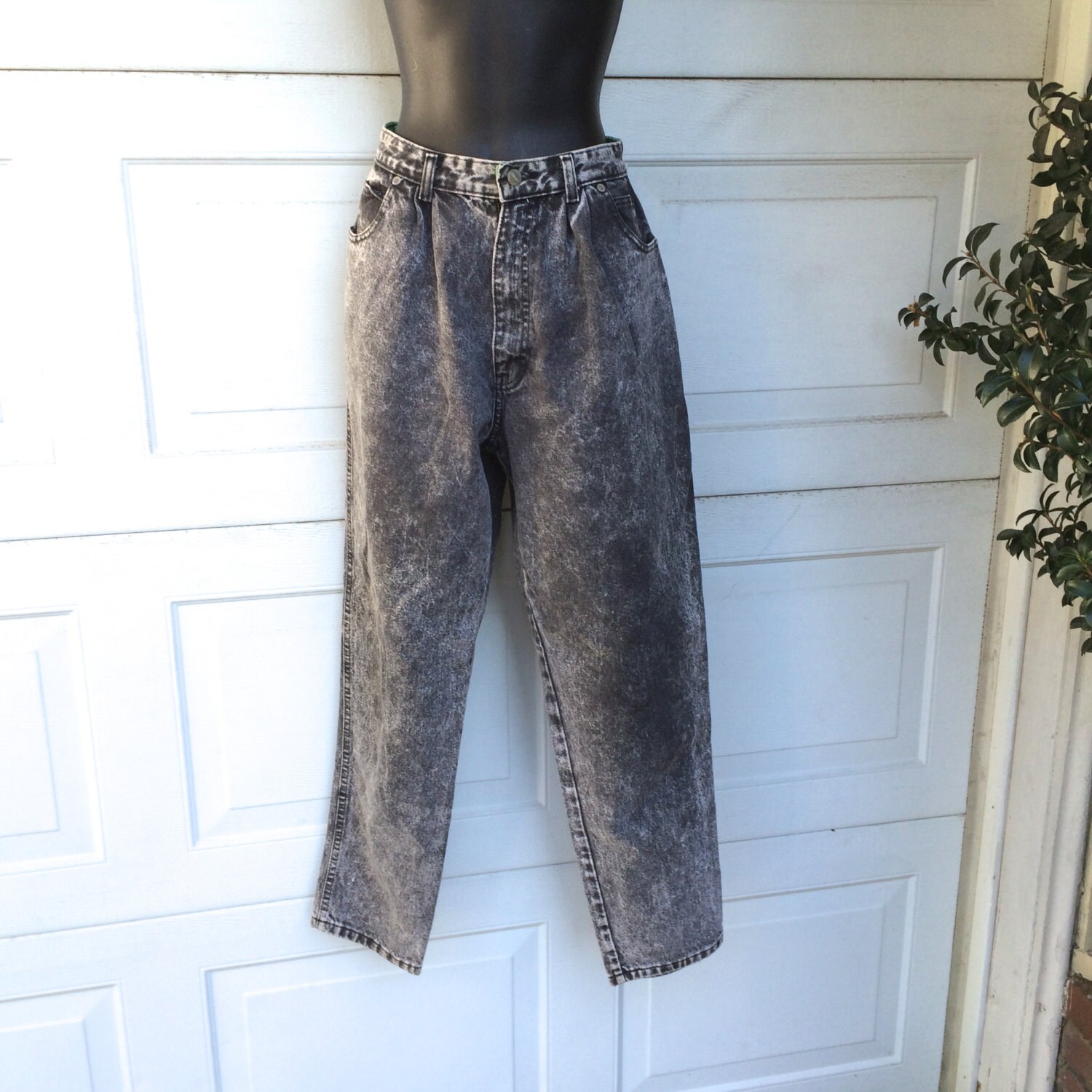 28x30 Acid Wash Black High Waisted Jeans 80s Vintage Sasson