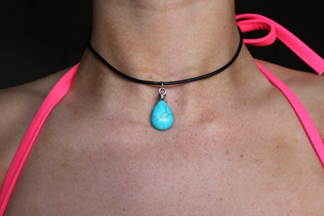 Turquoise Drop Cord Choker