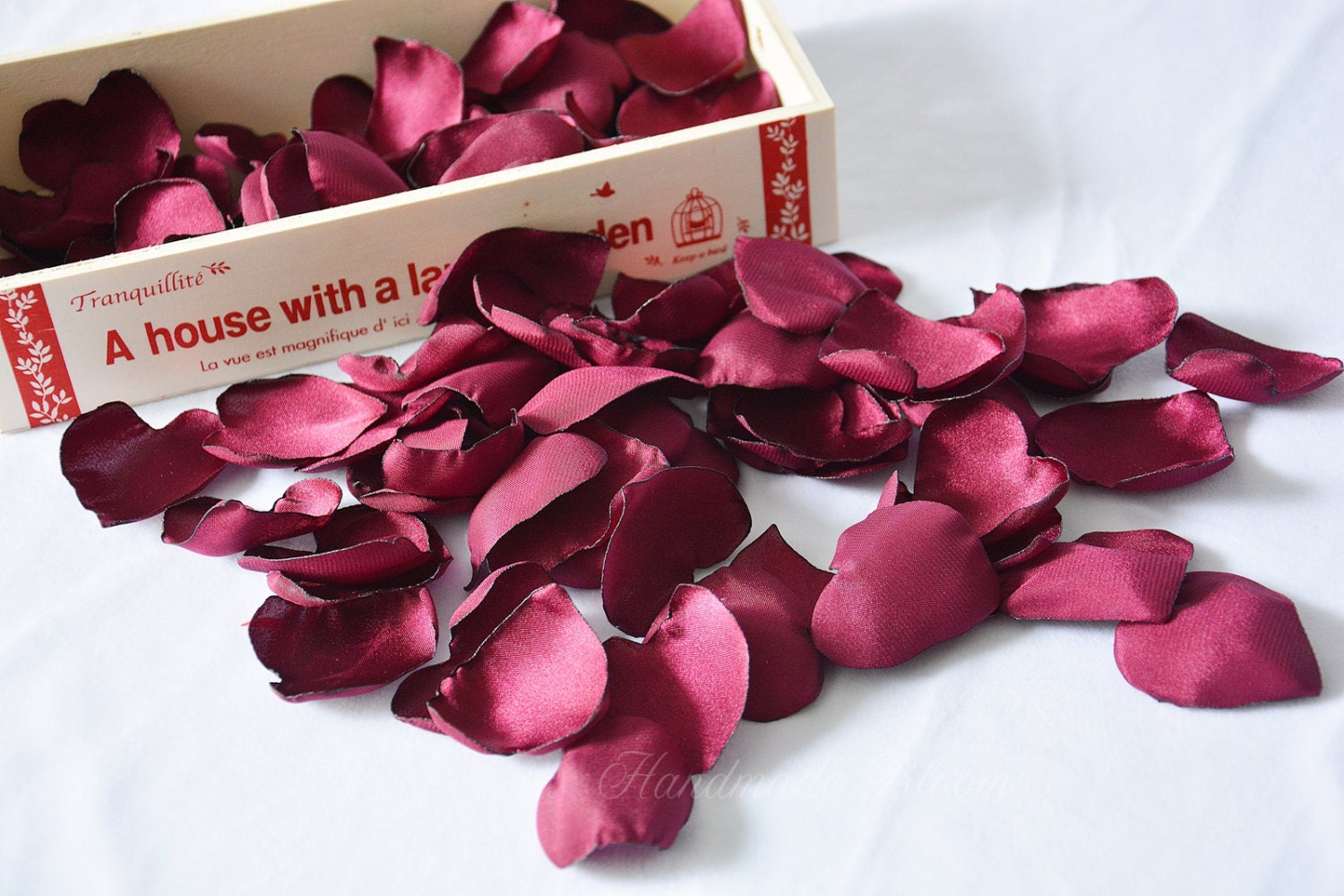 Wedding Table Silk Rose Petals burgundy satin rose petals maroon wine silk petals