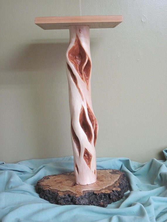 Diamond willow plant stand with aspen burl base