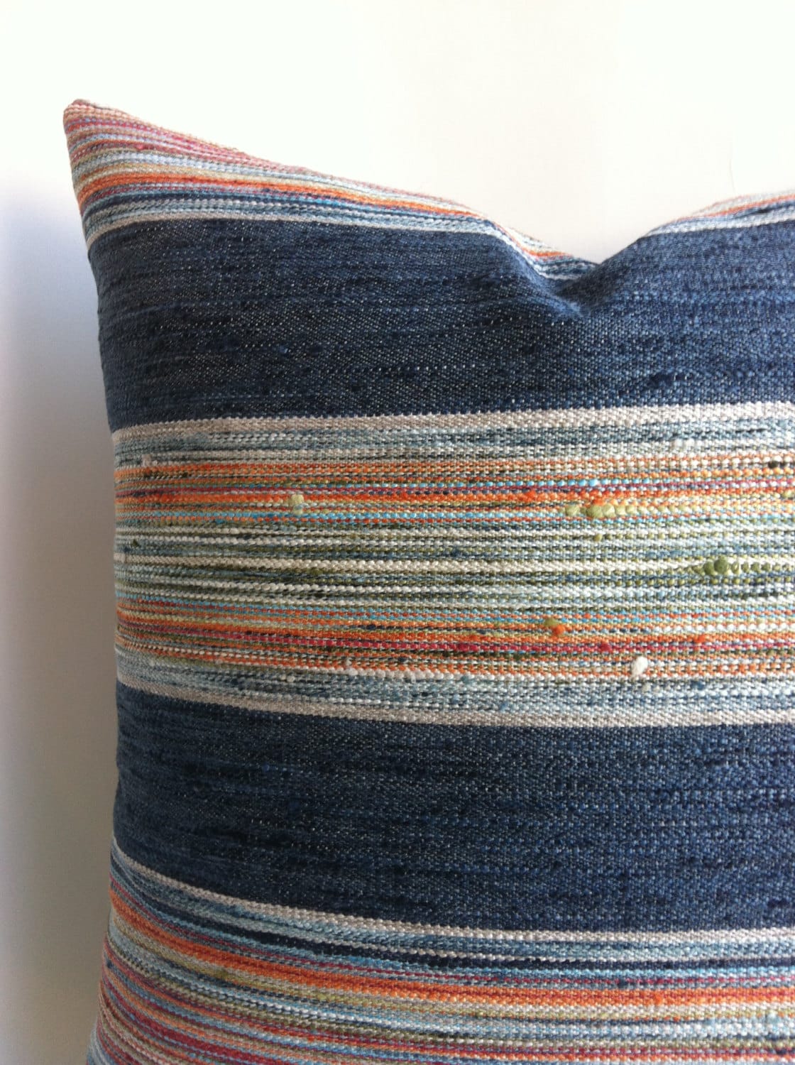 One Indigo Stripe Designer Zipper Pillow Cover 18x18 24x24